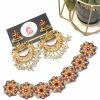 Nauratan earrings and choker set mehroon