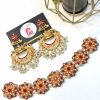 Nauratan earrings and choker set ruby