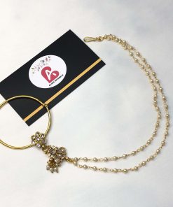 Round minimal nose rings with two pearl strands