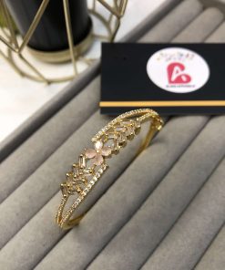 Sleek design golden and pink Zircone kara