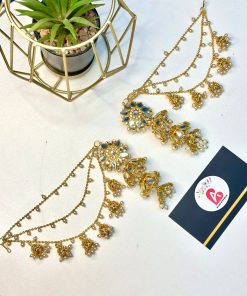 3 layered kundan earrings with saharay