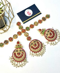Nauratan mathapatti with earrings ruby