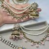 jhumkas with saharay and bindya pink