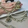 jhumkas with saharay and bindya mint
