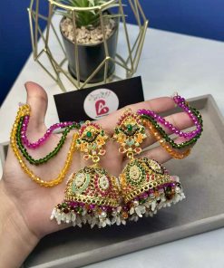 Multi jhumkas with saharay green