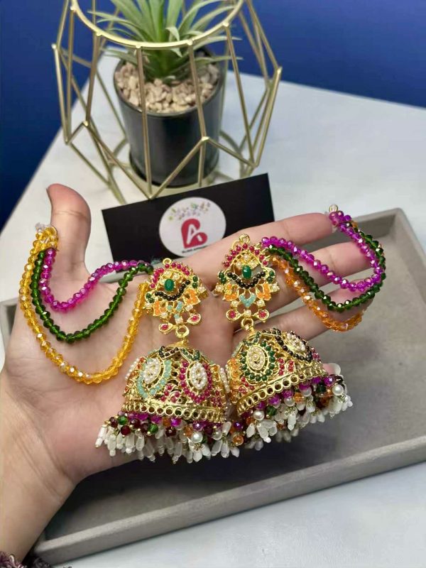 Multi jhumkas with saharay green