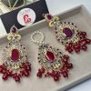 earrings and bindya mehroon