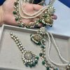 jhumkas with saharay and bindya green