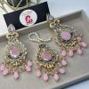 earrings and bindya pink