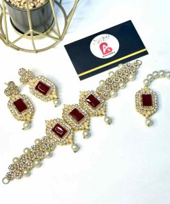 Embellished set mehroon