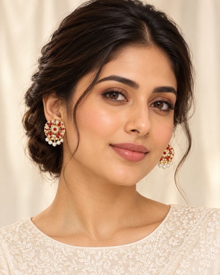 Ruby Nauratan Stud Earrings worn view
