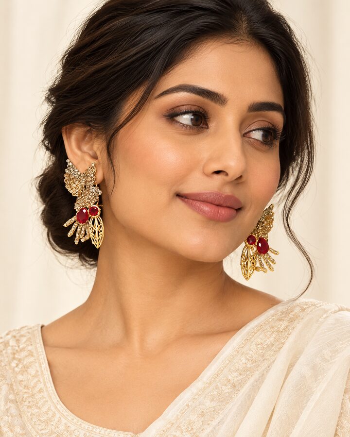 Red Earrings worn view