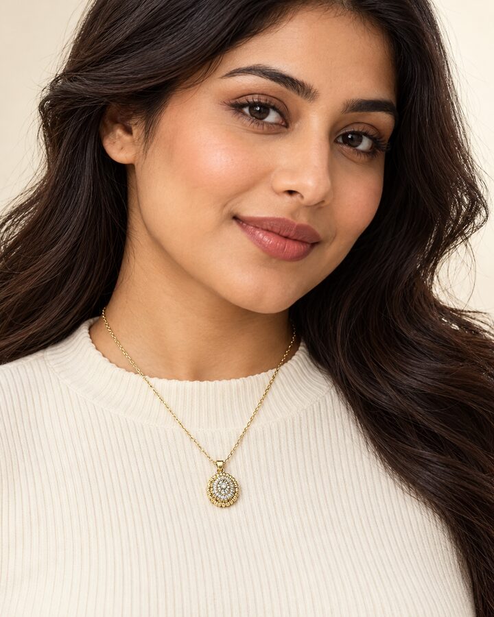 Stainless Steel Pendant Set worn view