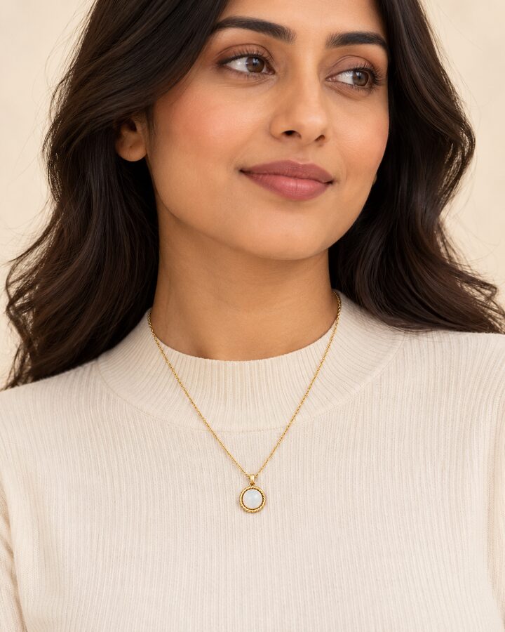 Stainless Steel Pendant Set worn view