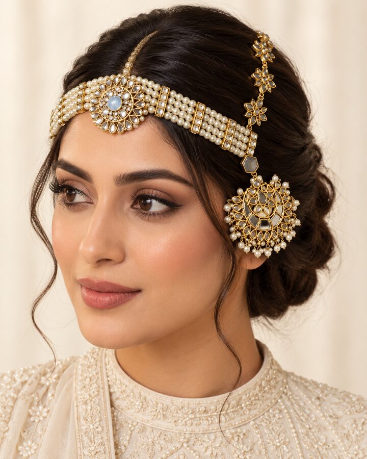 Kundan Matha Patti worn view