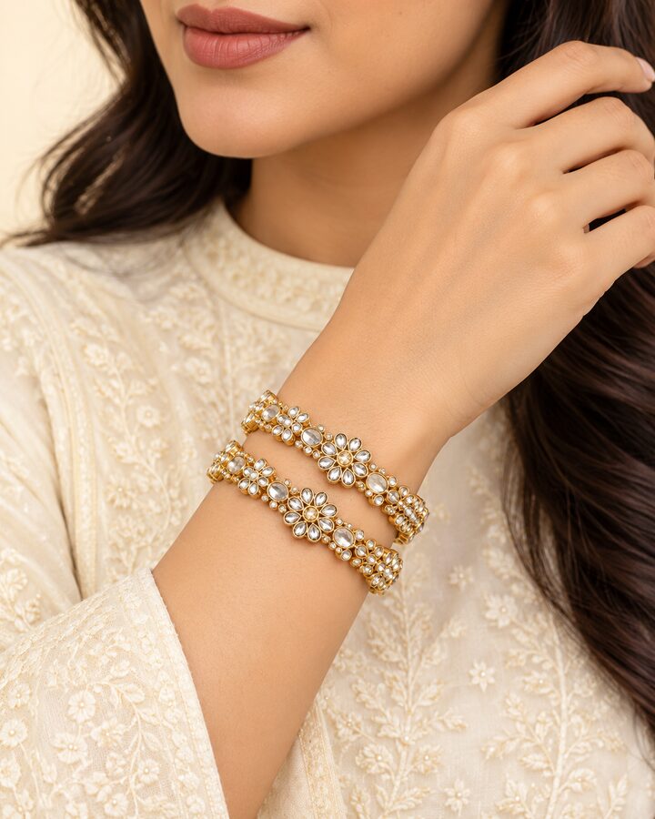 Kundan Bangles worn view