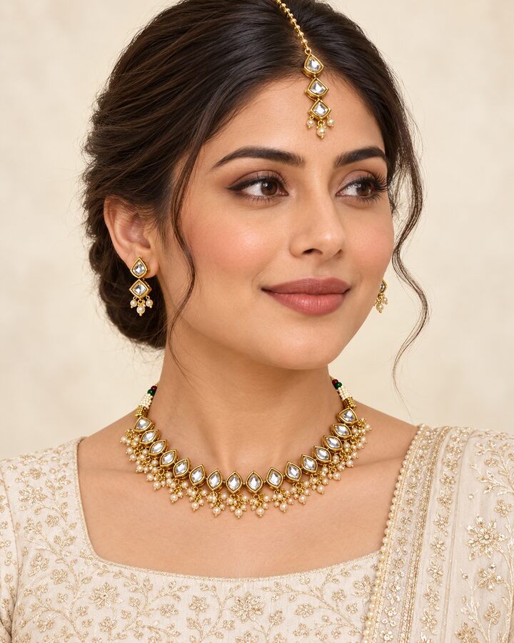 Kundan Jewellery Set worn view