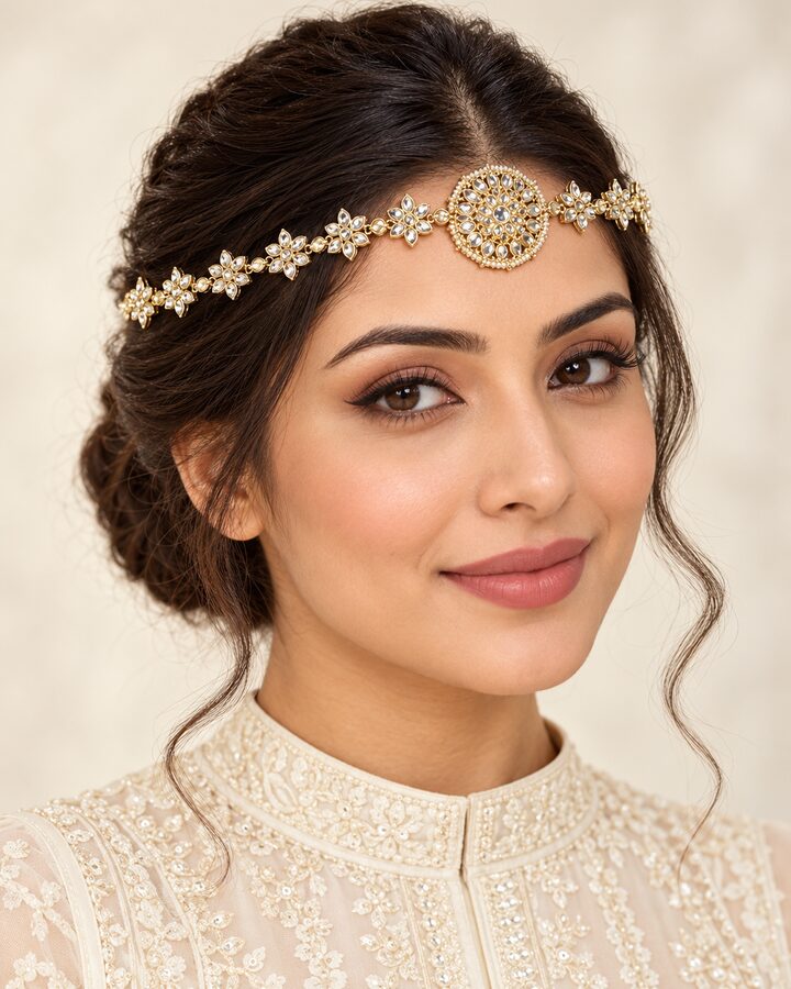 Kundan Headband worn view