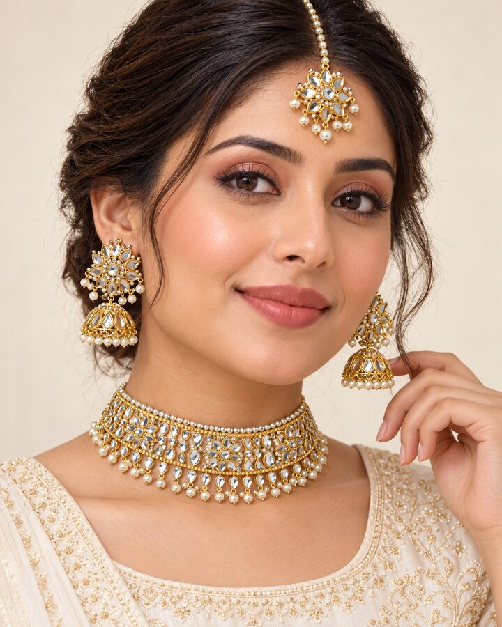 Kundan Choker Set worn view