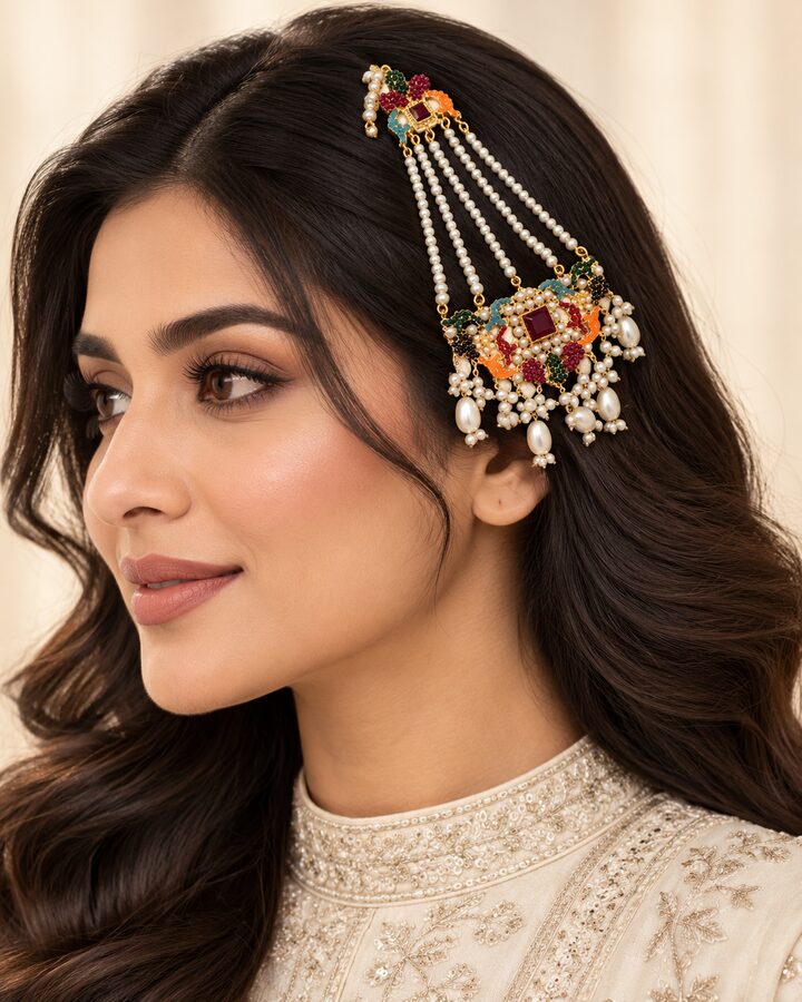 Maroon Nauratan Jhoomer worn view