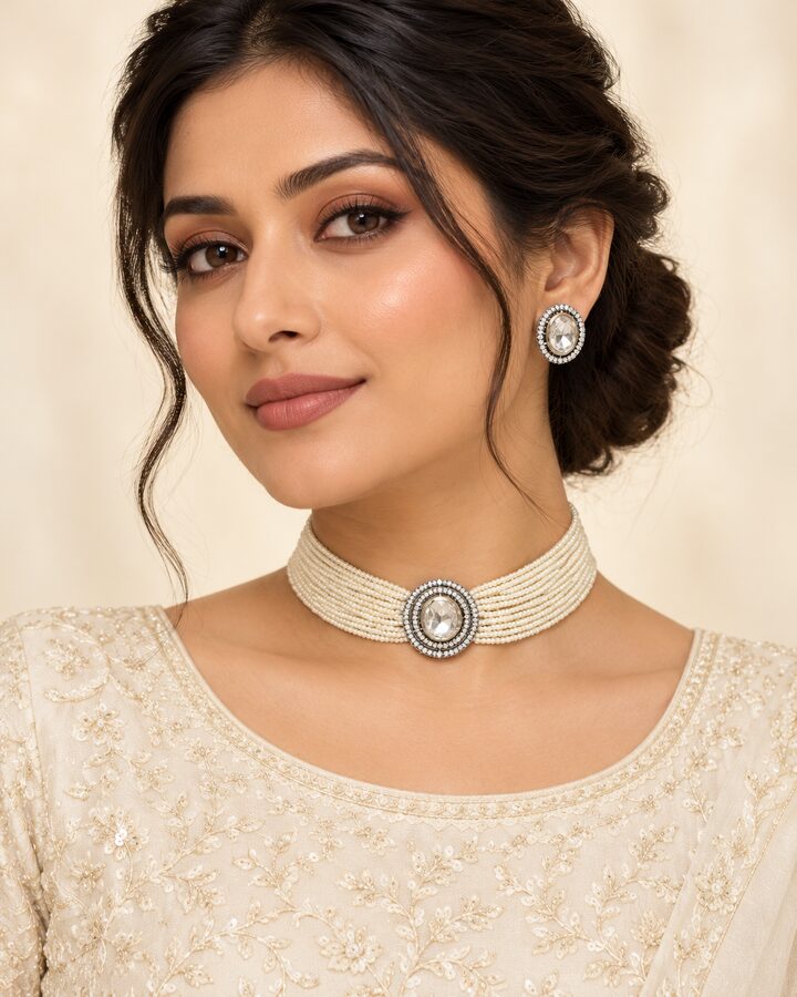 Polki Jewellery Set worn view