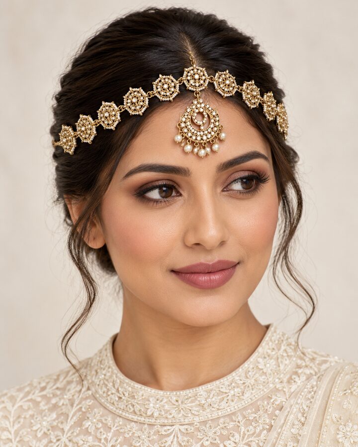 Polki Matha Patti worn view