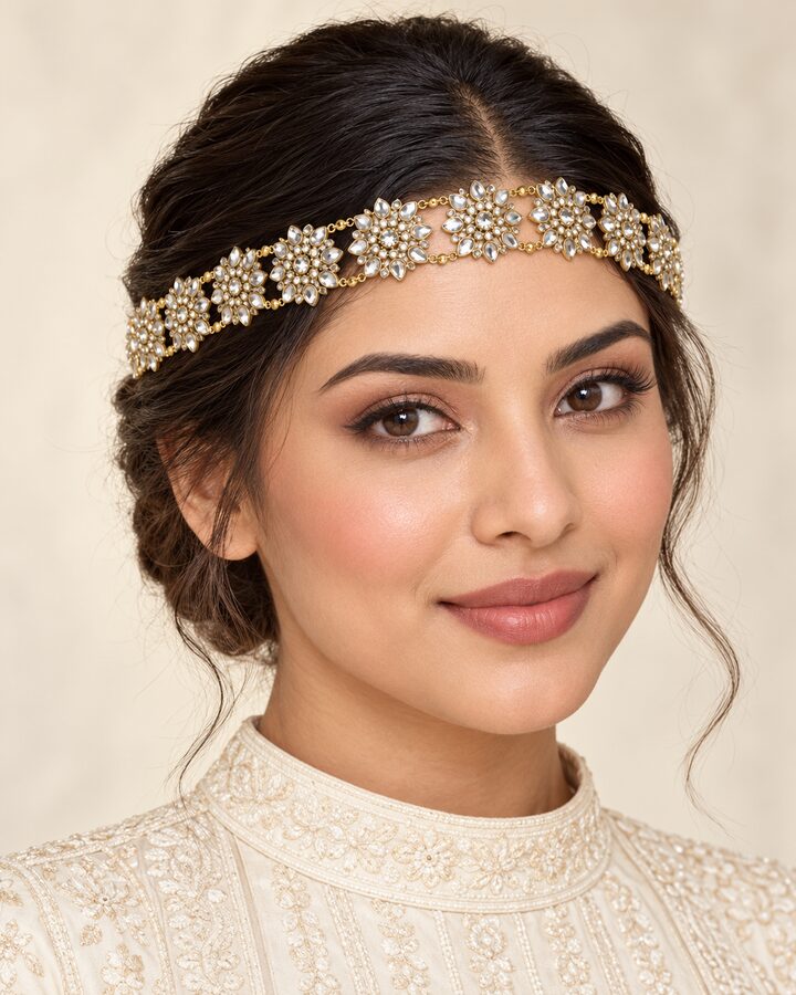 Kundan Headband worn view