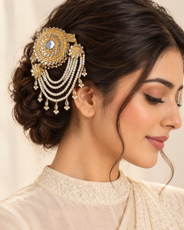 Kundan Hair Accessory worn view