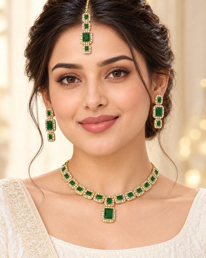 Green Zircon Jewellery Set worn view
