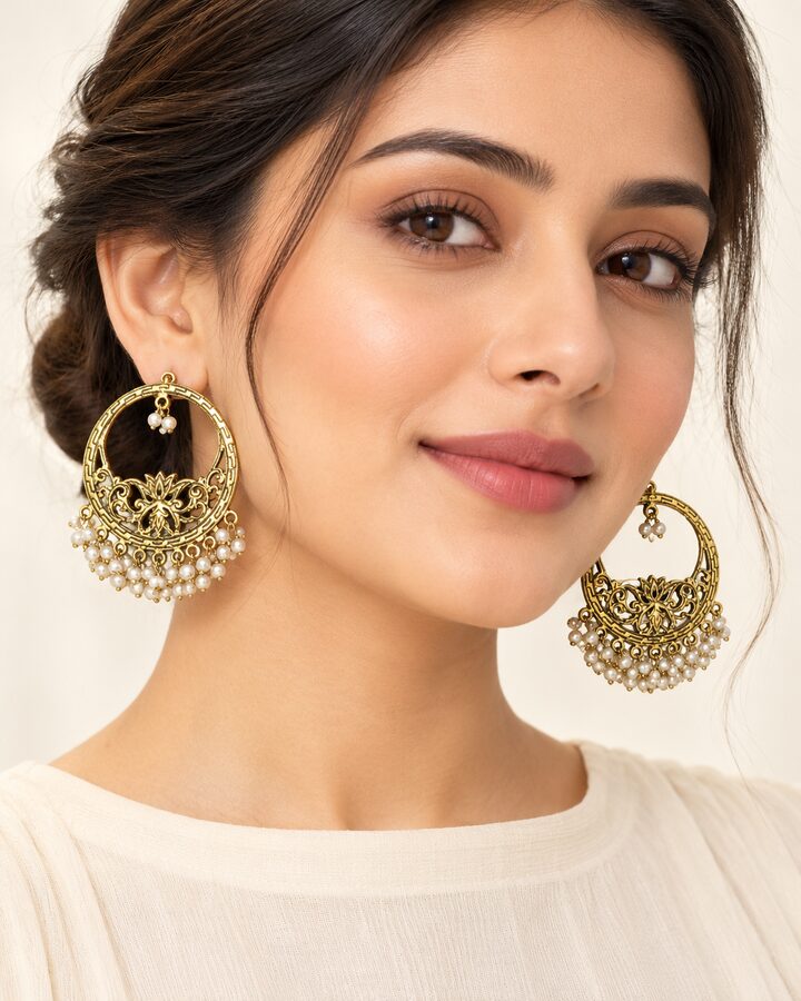 Oxidised Earrings worn view