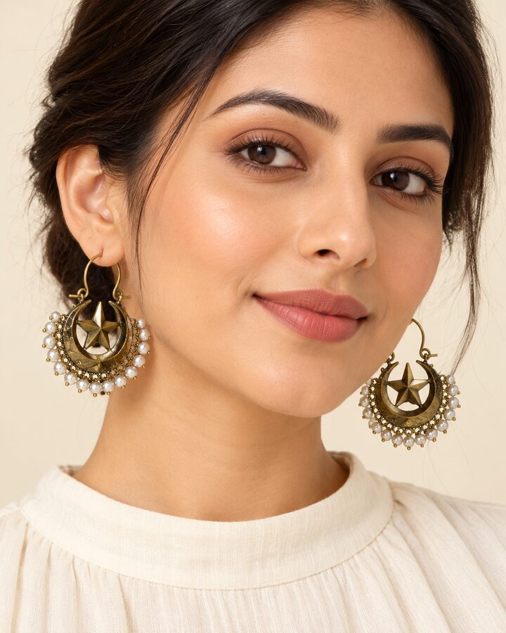 Oxidised Earrings worn view