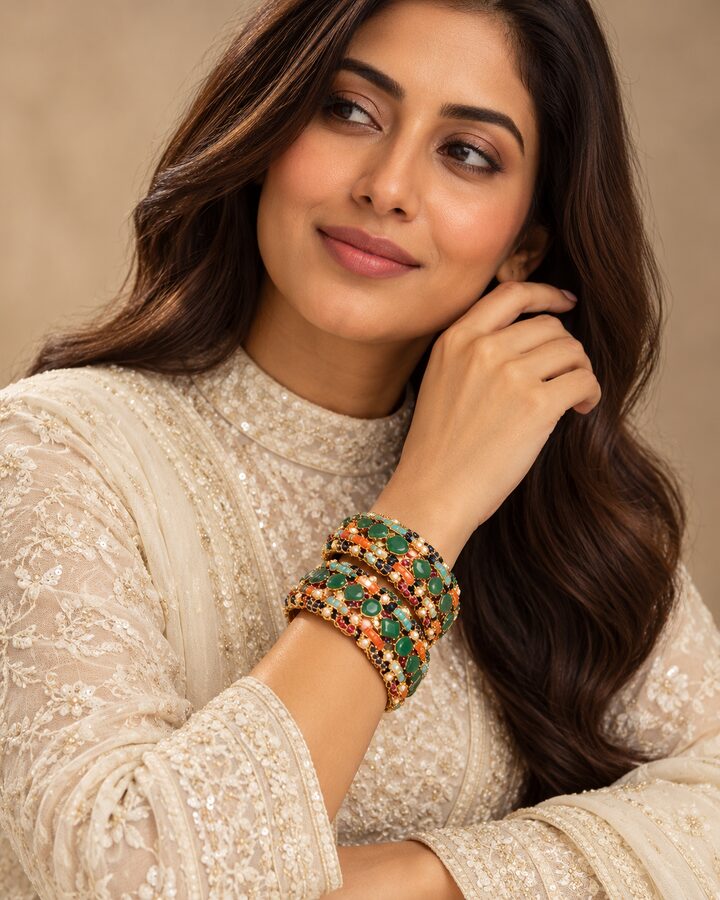 Green Nauratan Bracelet worn view