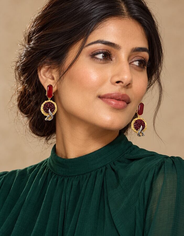 Red Earrings worn view