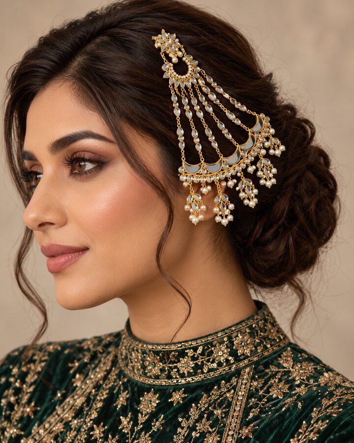 Golden Jhoomer worn view