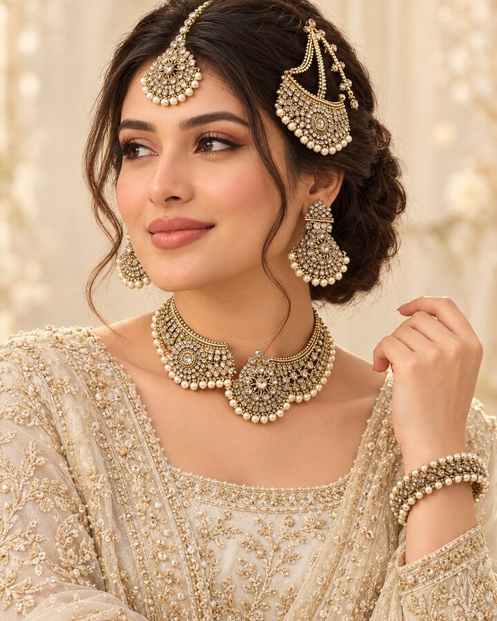Antique gajra set with Bangle worn view