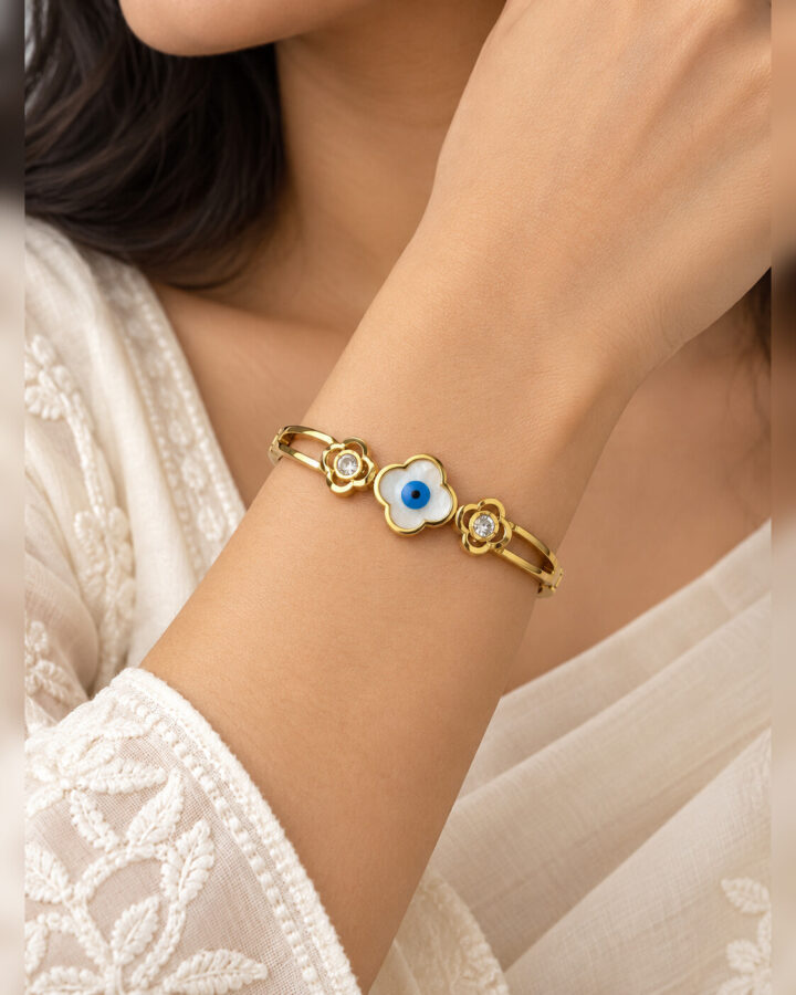 Golden Stainless Steel Bracelet worn view
