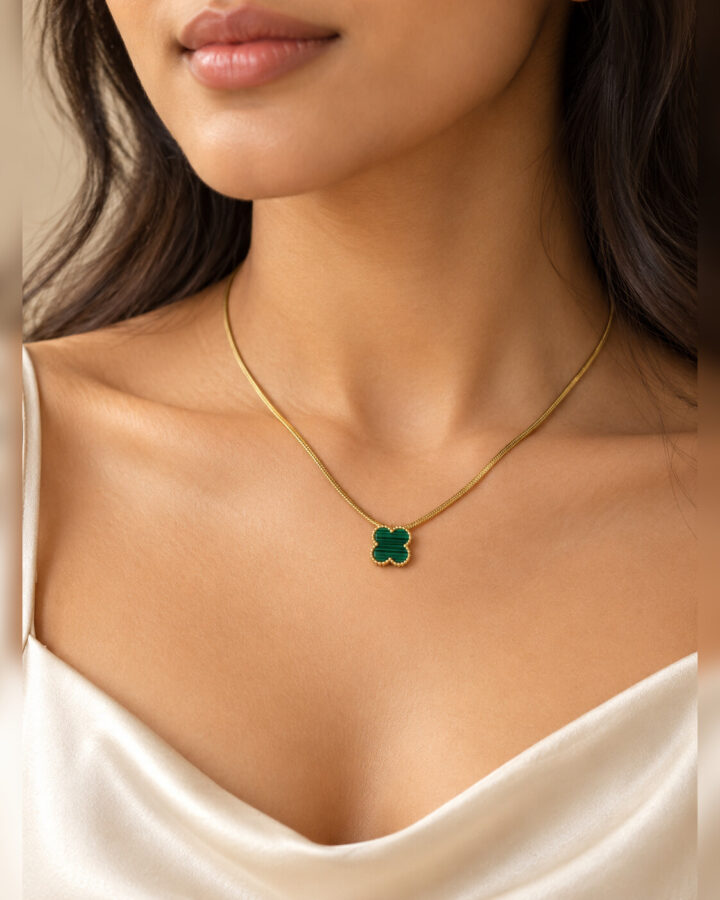 Green Clover Pendant worn view