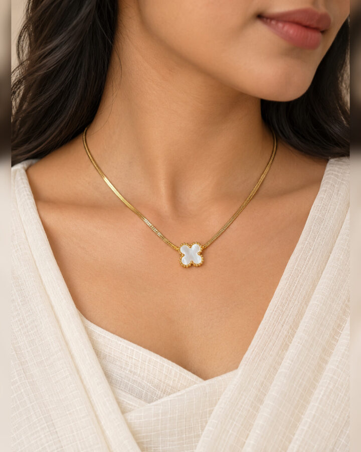 White Clover Pendant worn view