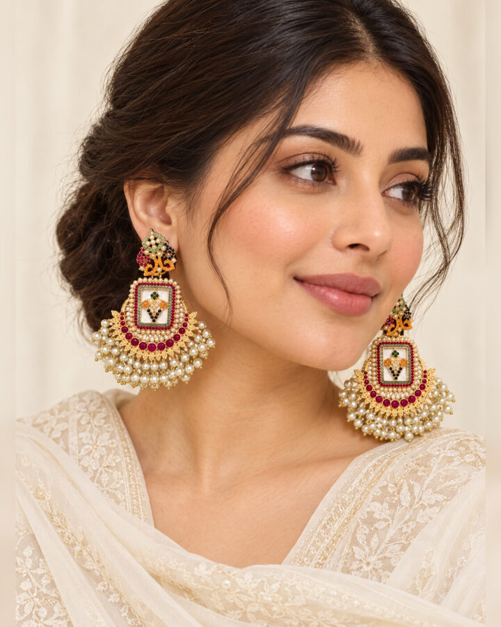 Ruby Nauratan Jhumka Earrings worn view