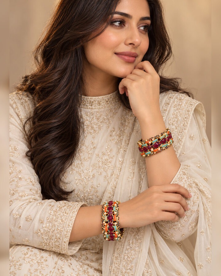 Maroon Nauratan Bangles worn view