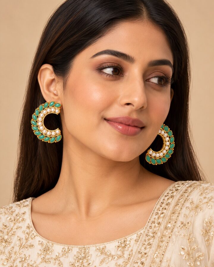 Mint Earrings worn view