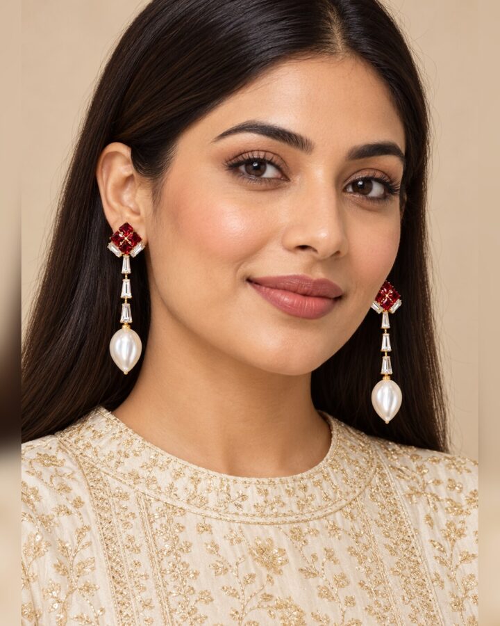 Red Earrings worn view