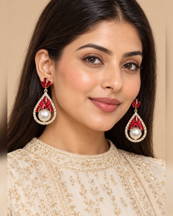 Red Earrings worn view