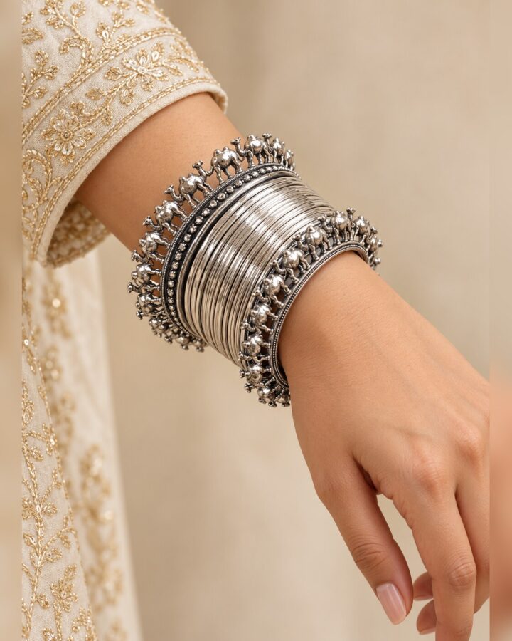 Camel Oxidised Bracelet worn view