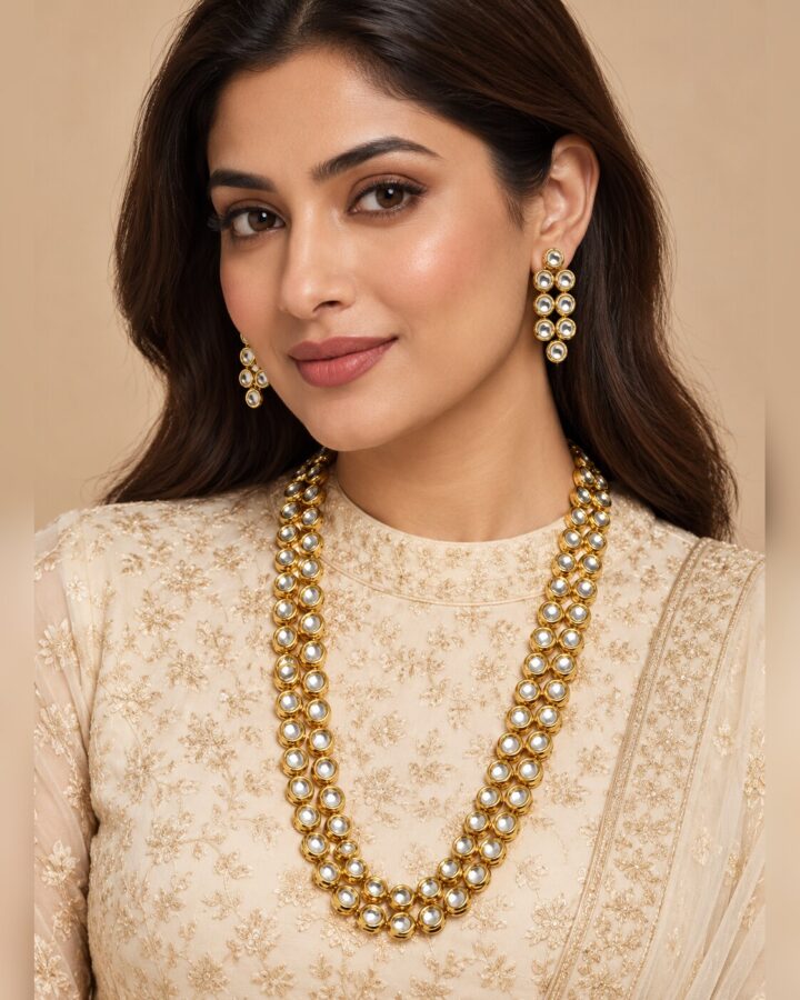 Meenakari Mala Set worn view