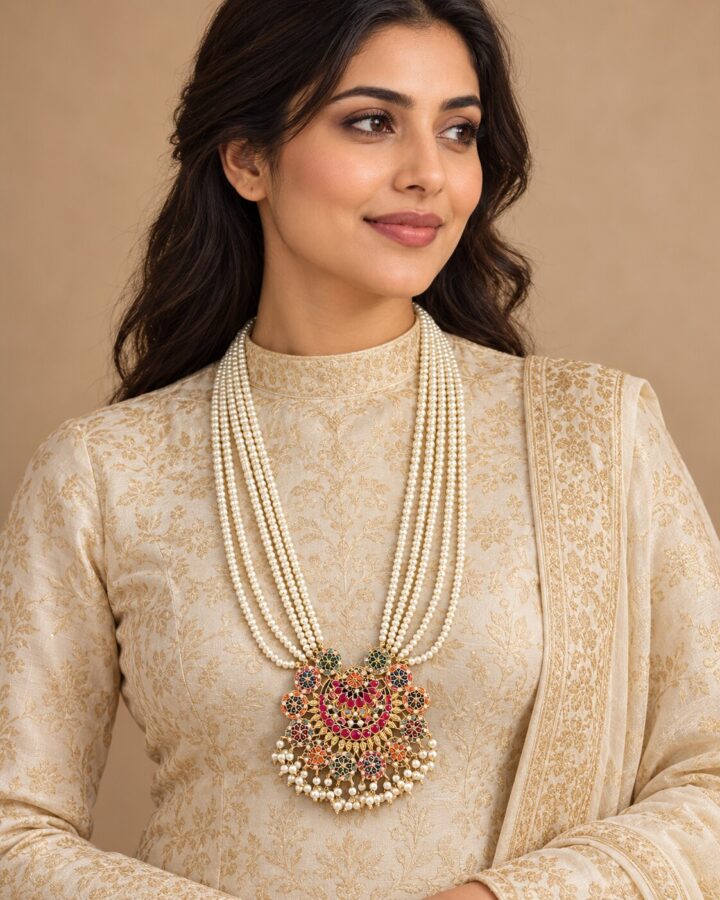 Ruby Nauratan Mala Set worn view
