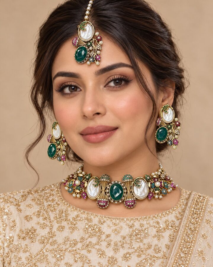 Green Turkish Choker Set worn view