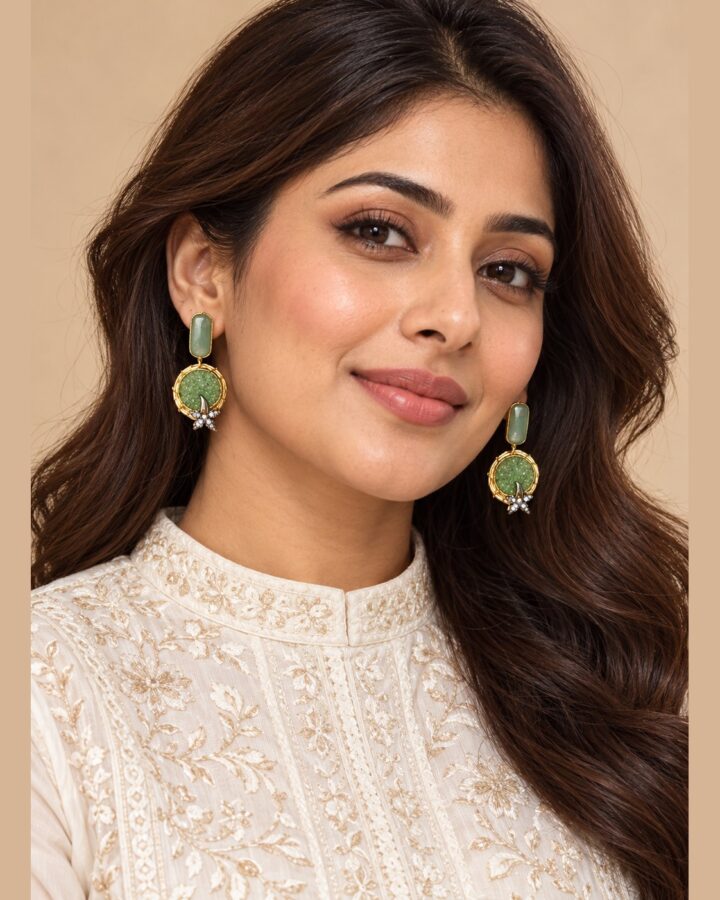 Mint Earrings worn view