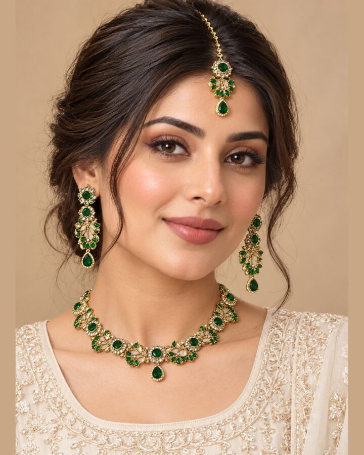 Green Zircon Jewellery Set worn view
