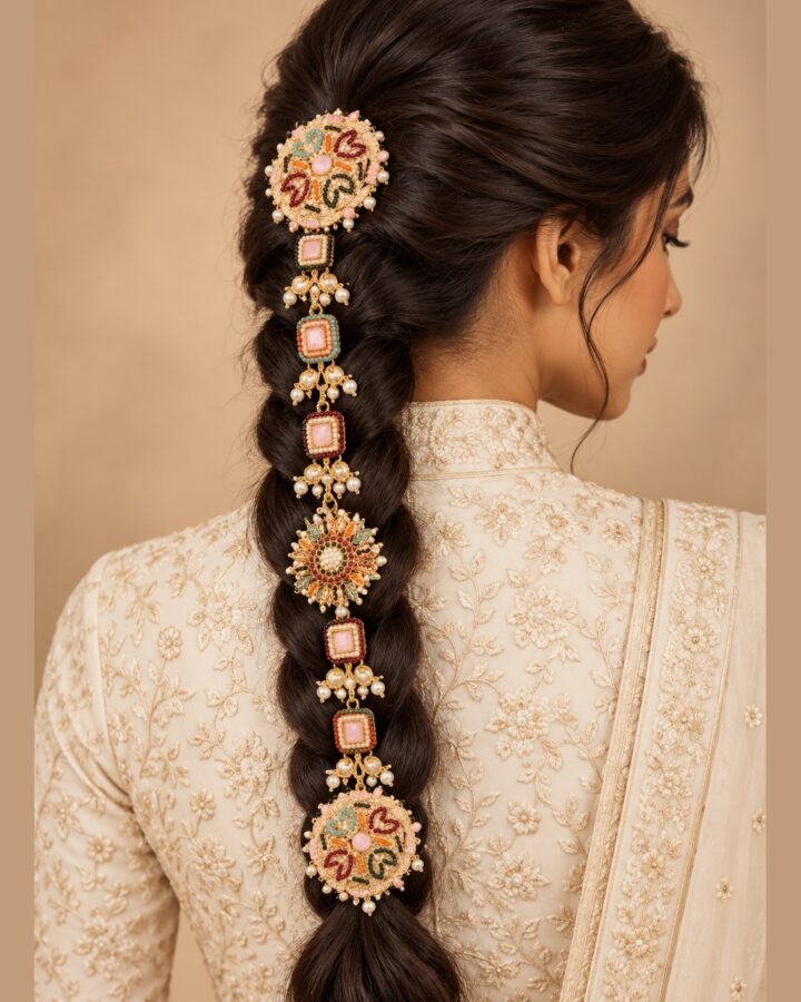 Pink Nauratan Hair Accessory worn view